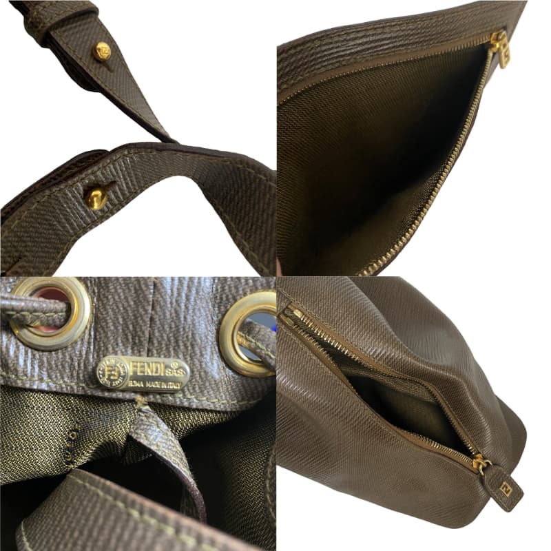 そまり　フェンディ　巾着型ショルダーバッグ　ヴィンテージ　レザー　ズッカ