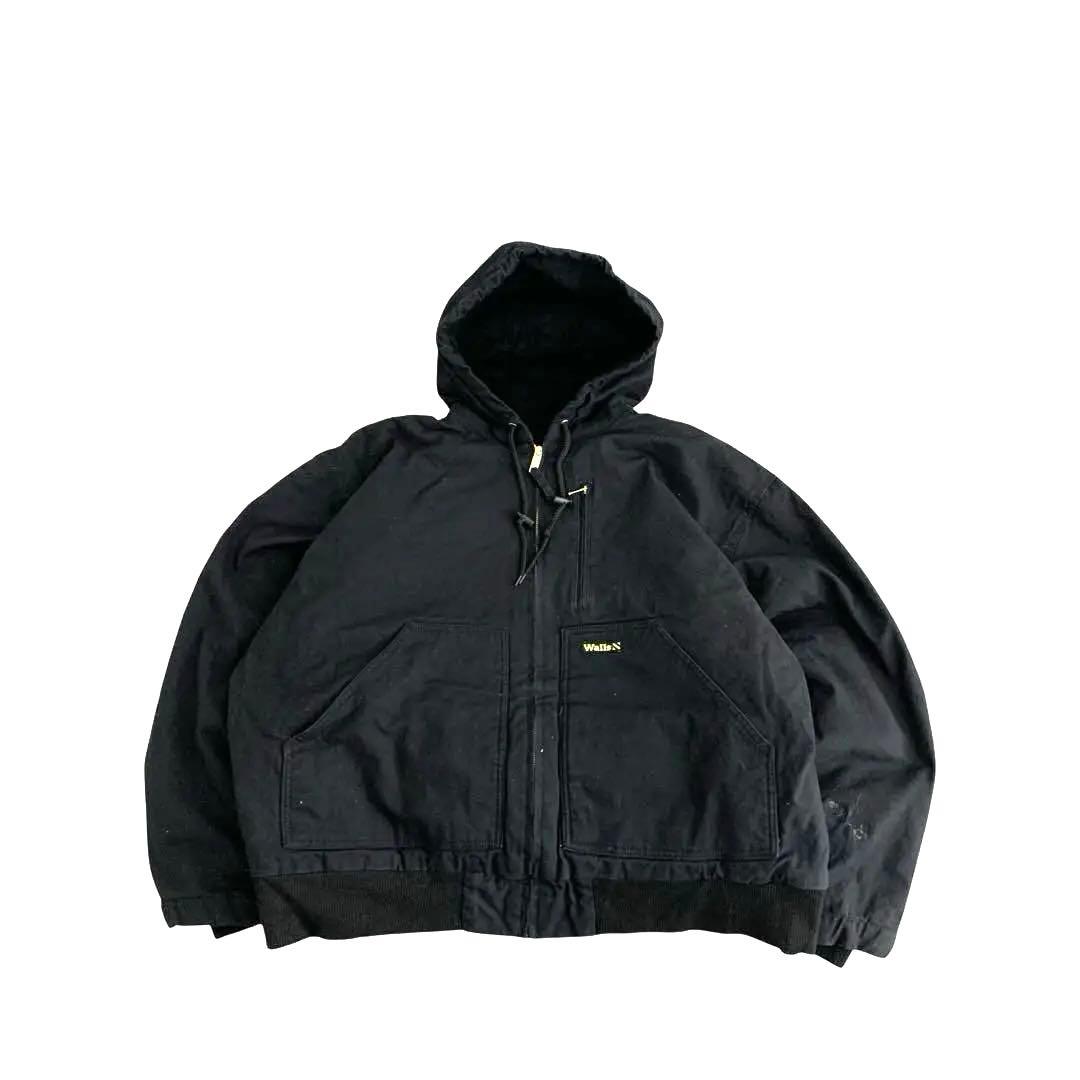 wallsウォールズダックパーカーアクティブジャケットy2k刺繍ロゴブラック