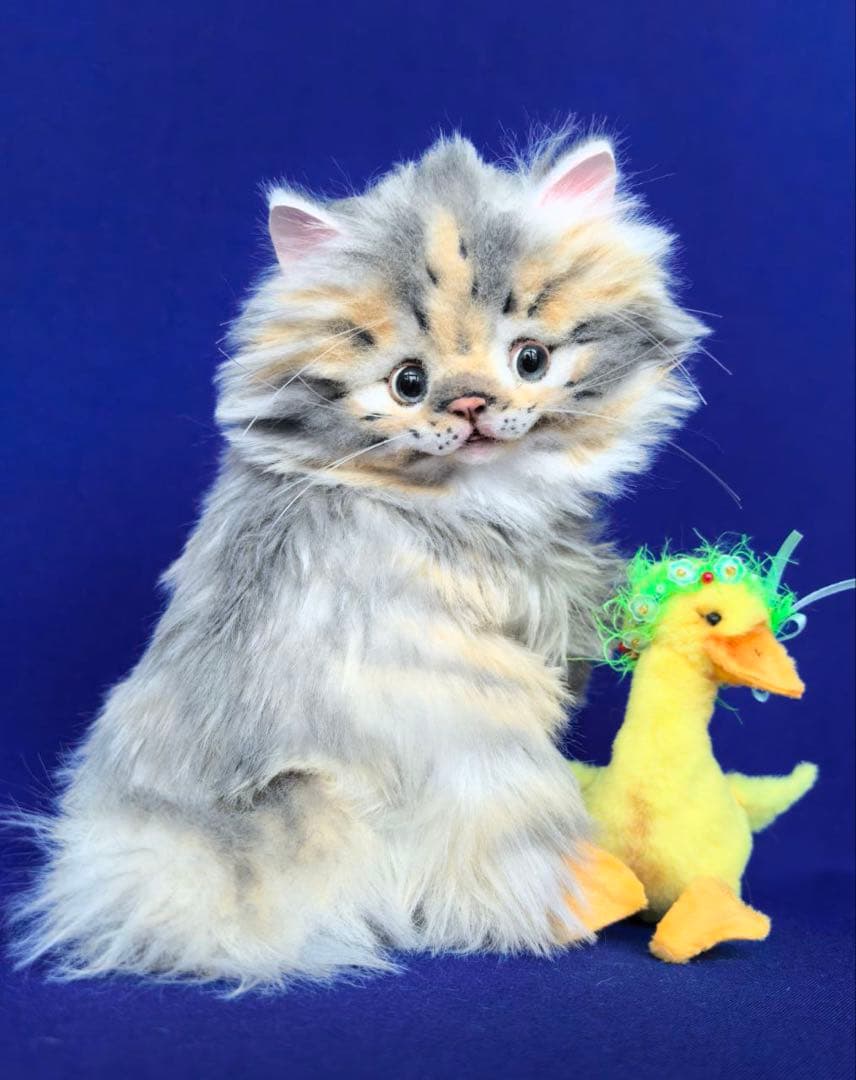 海外作家様作 アートドール 猫とアヒル