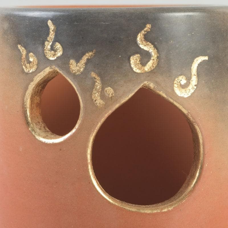 茶道具　雲華焼　風炉師　山崎宗元作　宝珠透かし蓋置　共布共箱　V　9667