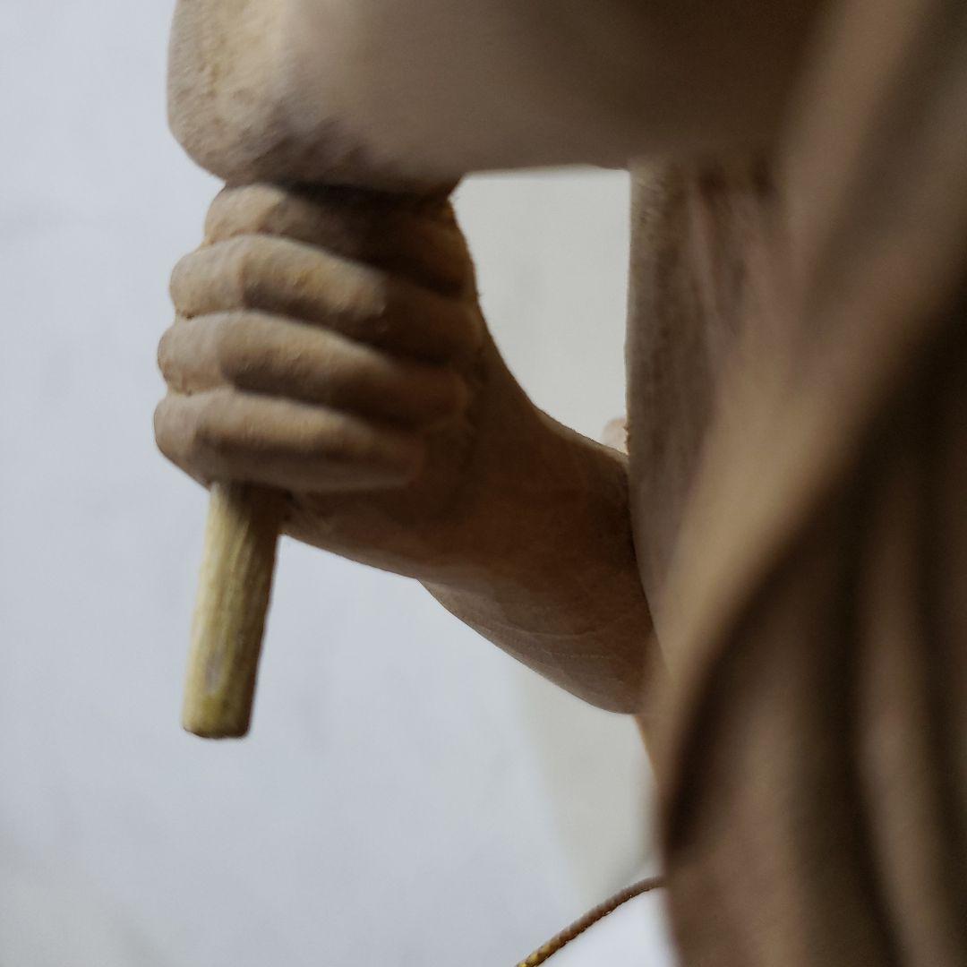 Bフライデー蔵出し特価縁起物七福神楠材恵比寿像えべっさん身丈23cm棹