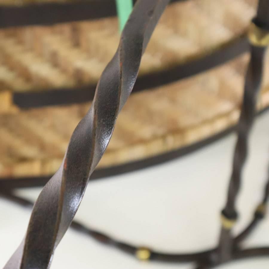 1980年代ヴィンテージ ラタン編み アイアン スツール クラシカル家具