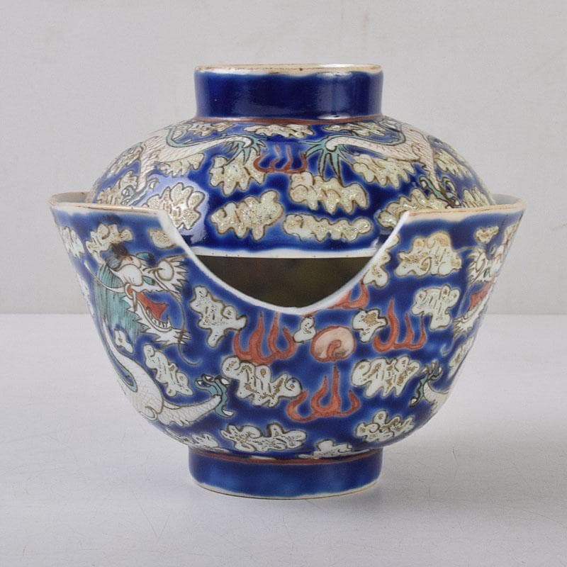 中国 清代 同治年製 紛彩 雲龍文 蓋茶碗 参考品 N R9091