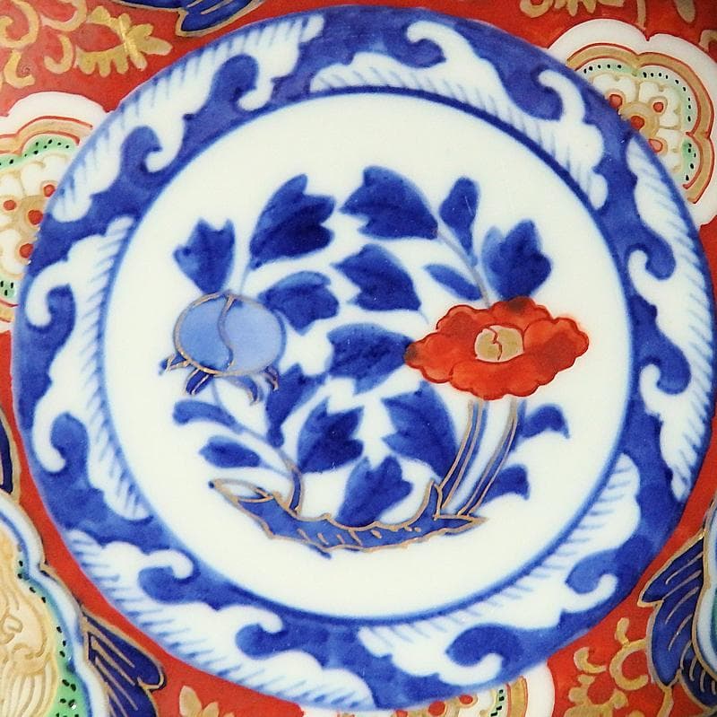 大聖寺伊万里 金襴手 獅子に金唐草 牡丹の図 4枚 A158A-AMf｜