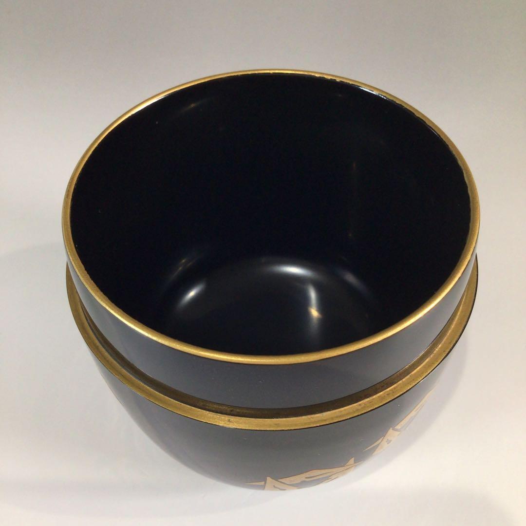 P628 棗 『漆匠 前端春斎作』『鱗鶴蒔絵』『大棗』 共共箱 茶道具