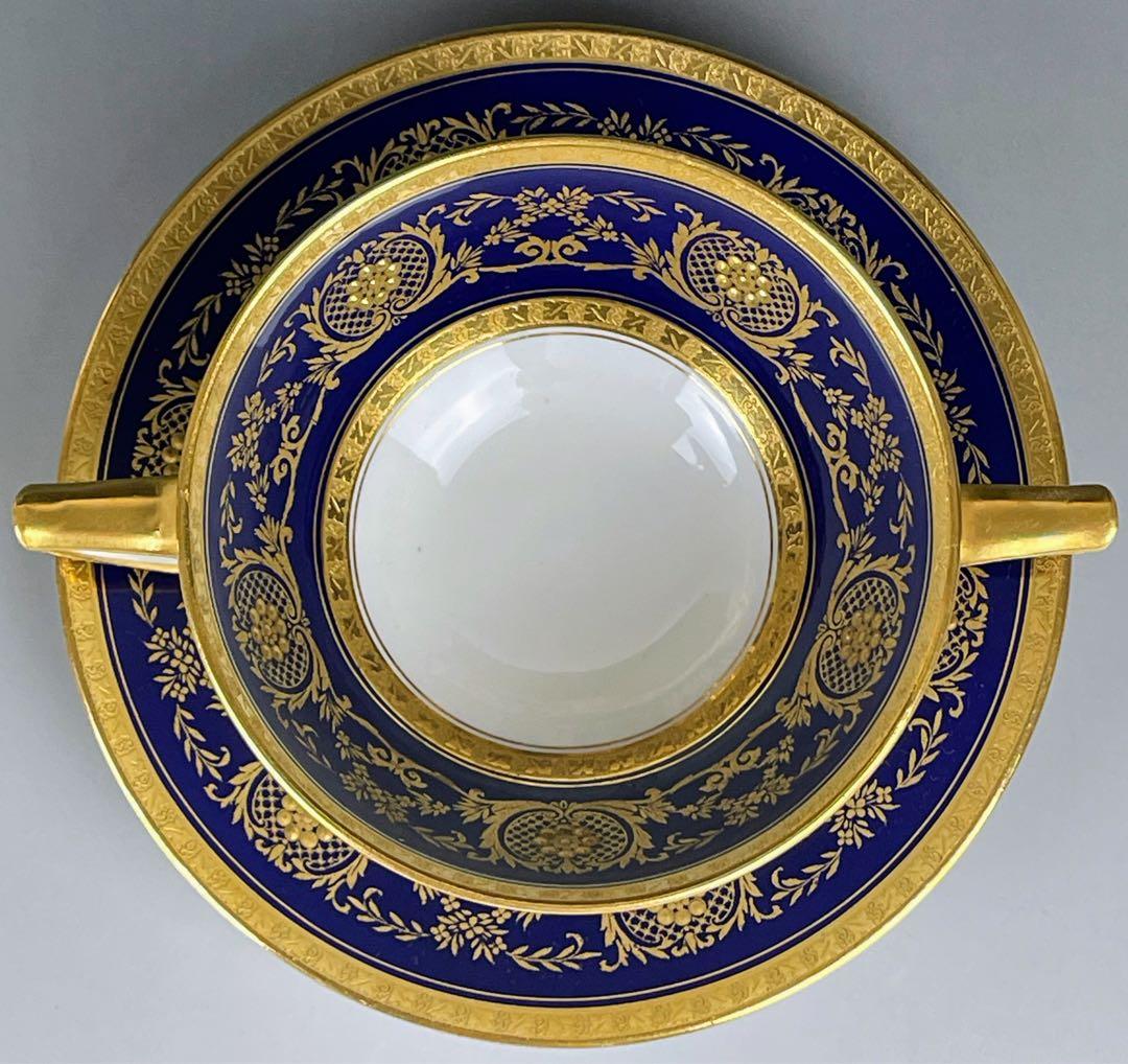美品】オールドミントン コバルト地 金彩 ブイヨンカップ＆ソーサー 金