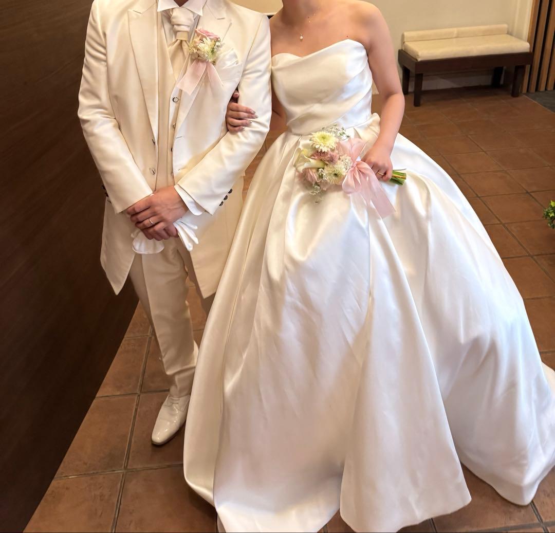 ミカド風サテン ウエディングドレス (W259)