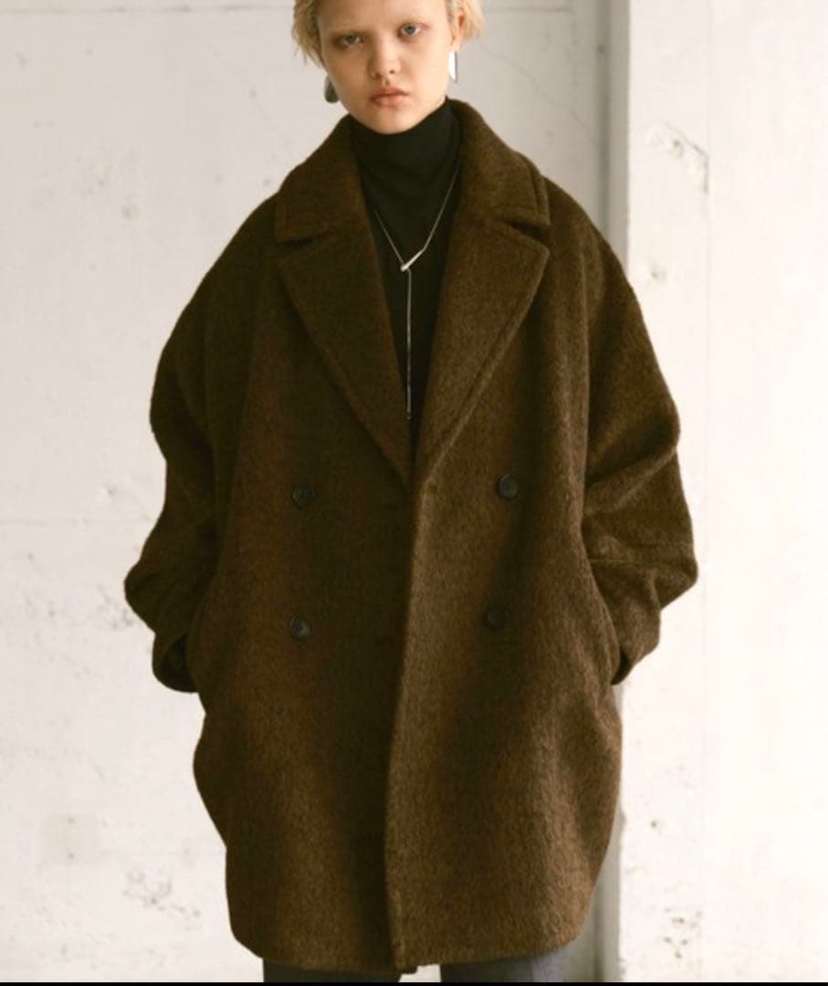 美品 【Happy John】 ウールブレンドシャギーコクーンピーコート