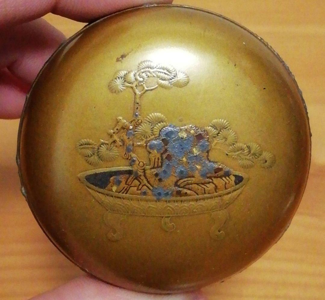 時代 蒔絵 植木 香合 漆箱 仕服付 茶道具