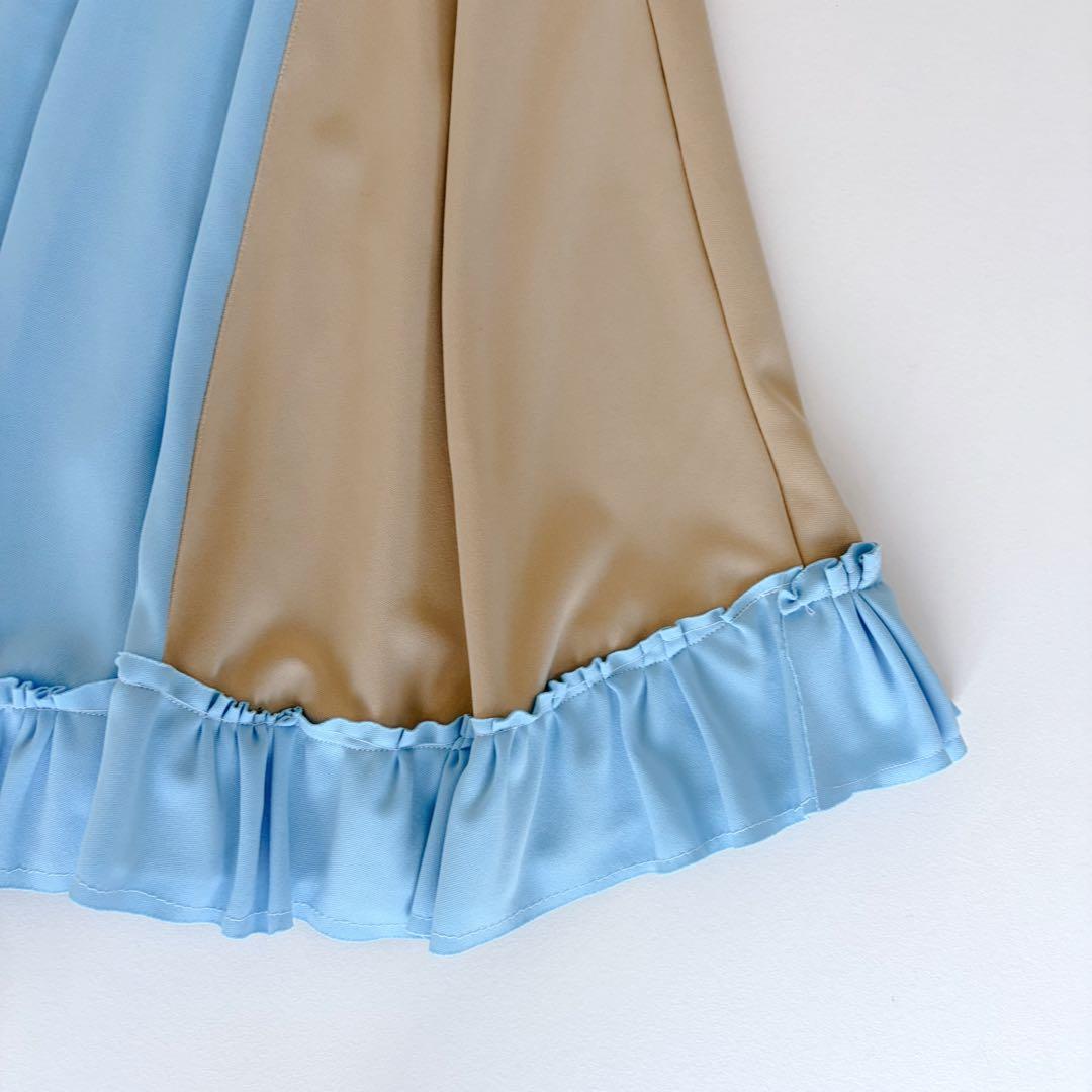 ユウショウコバヤシ ジャージ スカート バイカラー フリル Aライン 膝丈