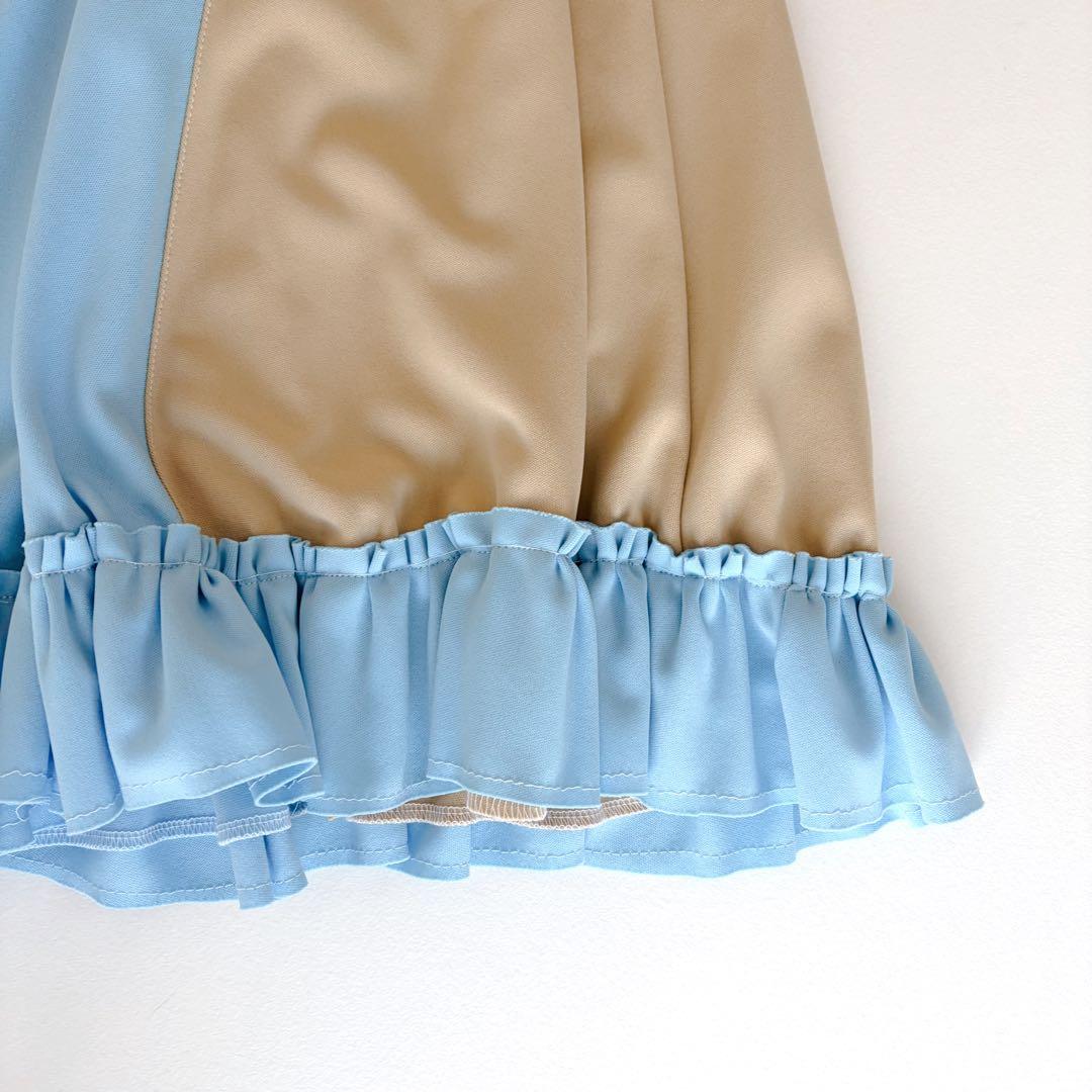 ユウショウコバヤシ ジャージ スカート バイカラー フリル Aライン 膝丈