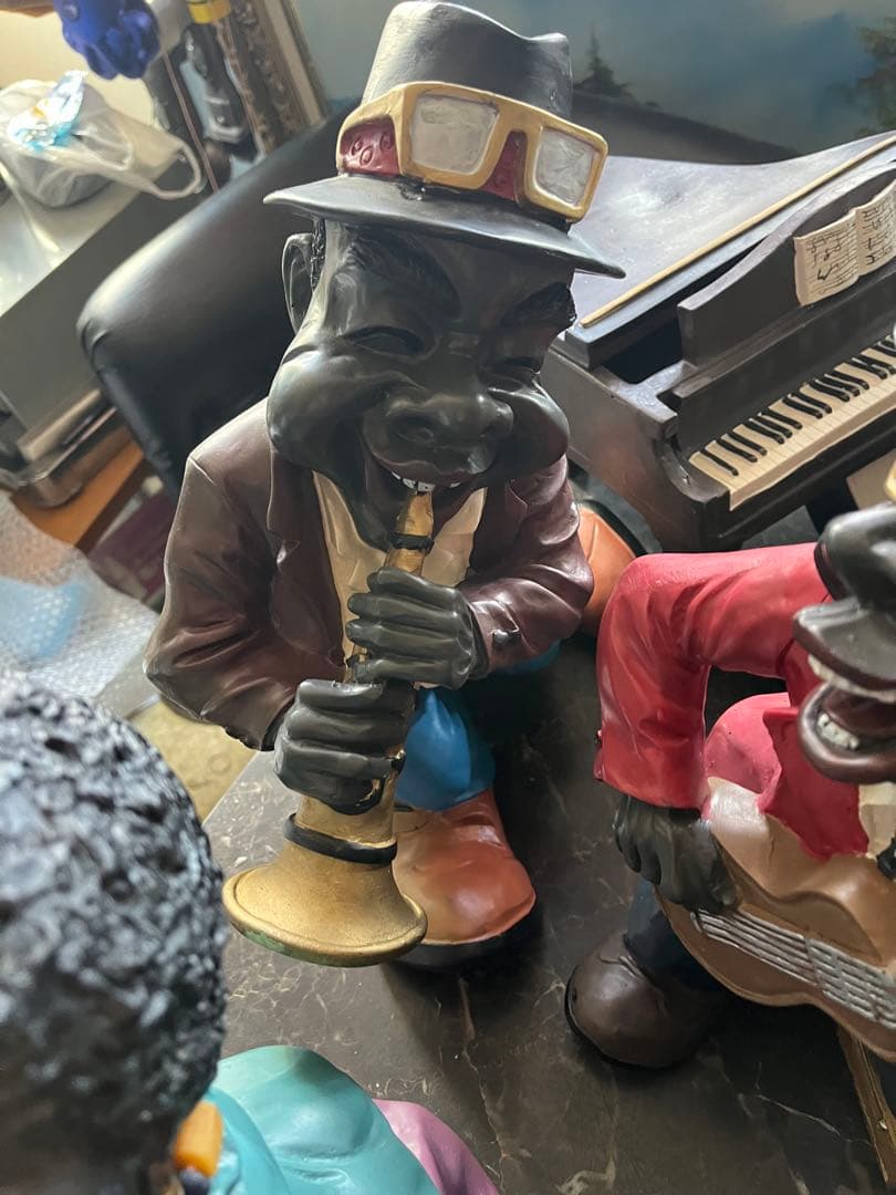 ジャズ人形、38センチ、FRP製黒人人形、JAZZ人形、JAZZ黒人バンド