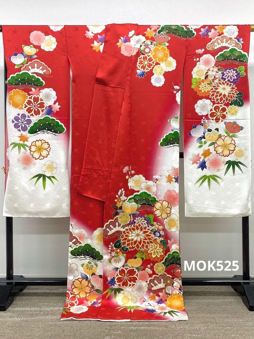 振袖 仮絵羽 金駒 金彩 紋意匠 正絹 未仕立て品 八掛付き