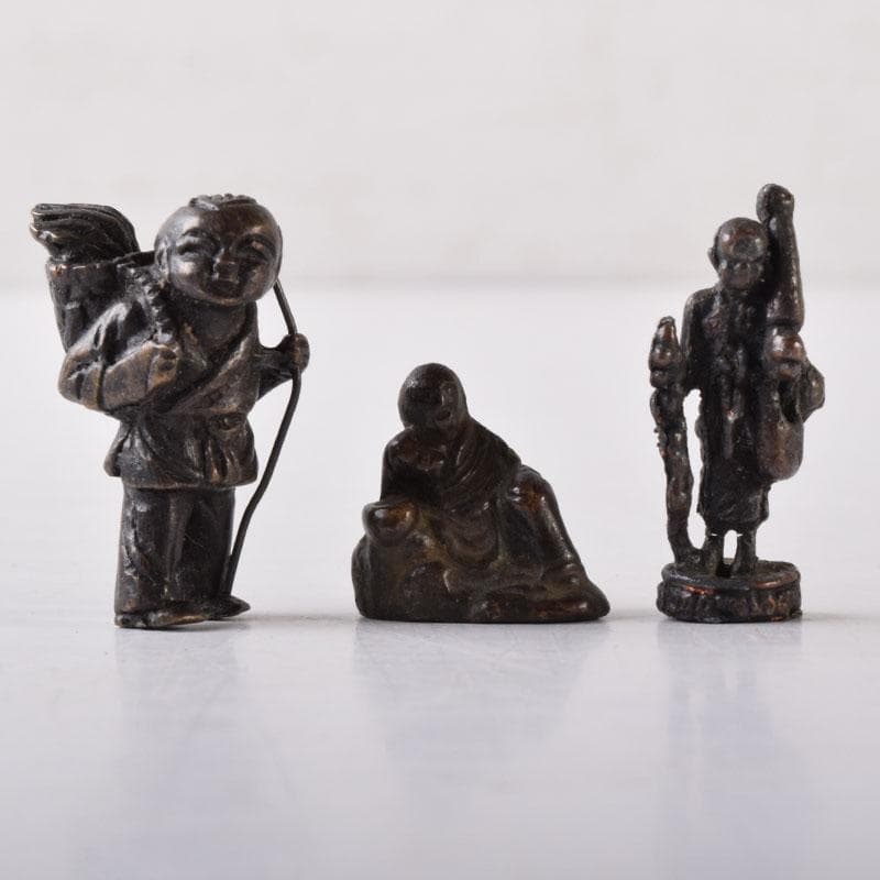 中国　古銅　チベット仏　仏像　人物像など　紙鎮　置物　6点まとめて　C　7455