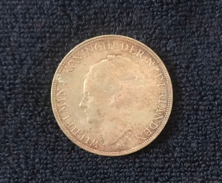 希少 オランダ ウィルヘルミナ女王 2・1/2ギルダー 1929年大型銀貨
