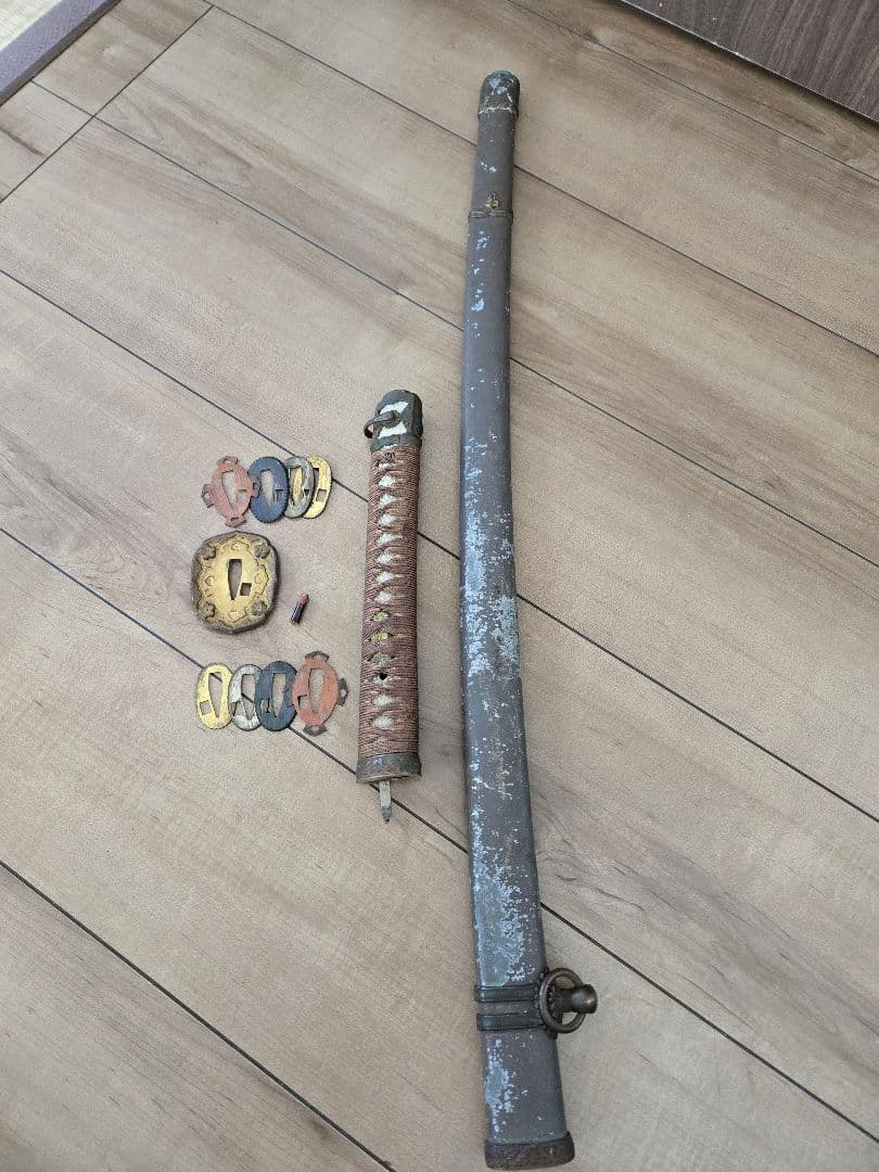 第二次大戦中実物 98式将校軍刀拵え(刀身なし) 8枚切羽