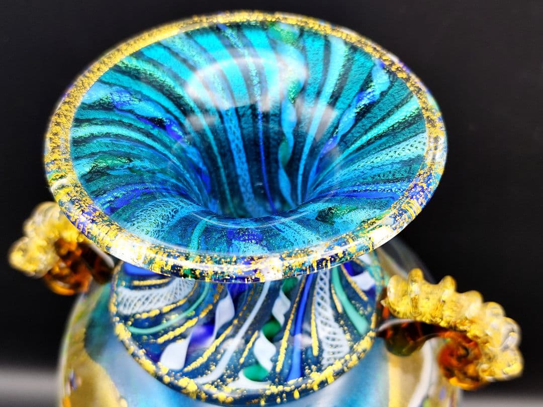 サイン有り☆現代の名工 黒木国昭 作 金彩象嵌「夢光琳」ヴェネチア