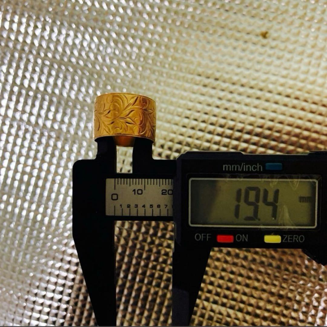 K18ゴールド指輪　日本製　手彫り　男女兼用