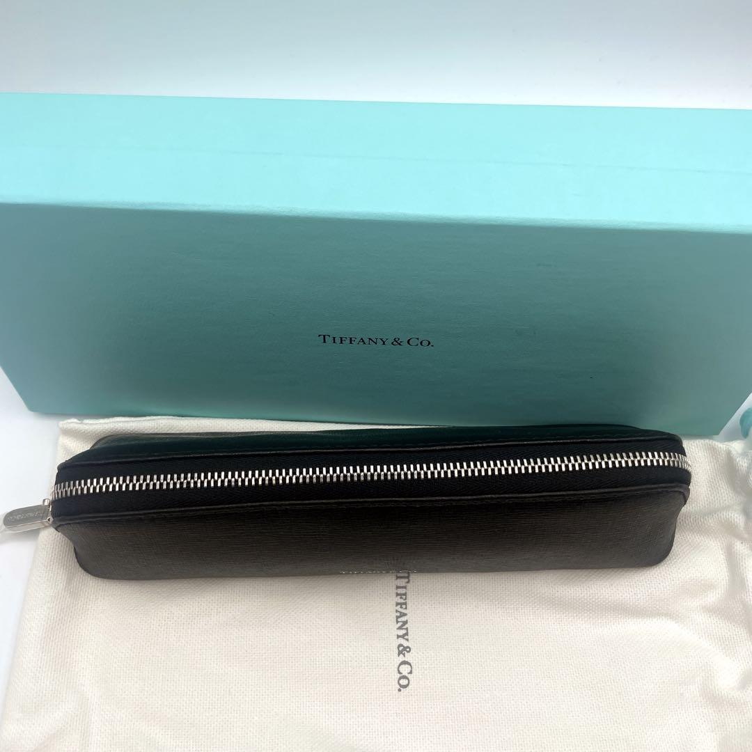 未使用級 TIFFANY&Co. ティファニー ペンケース 筆箱 黒 箱 保存袋