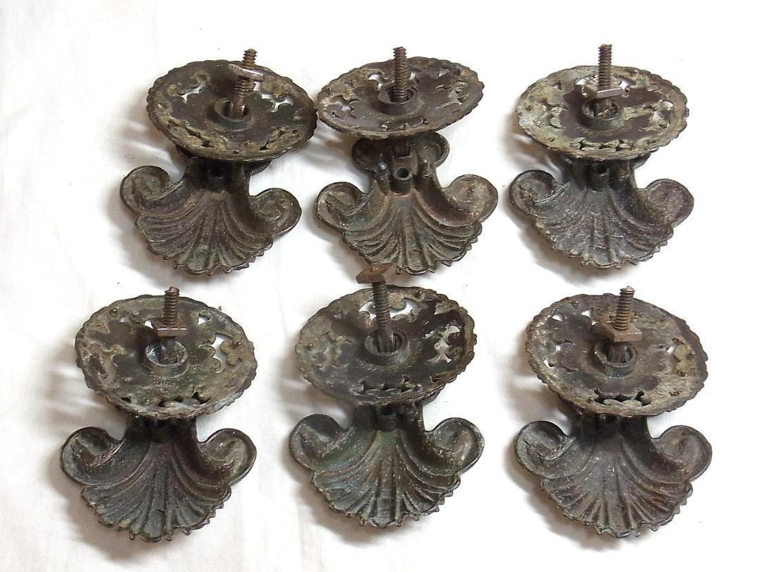 イギリス アンティーク家具用 引き手 6個 ヴィクトリアン様式 装飾金具