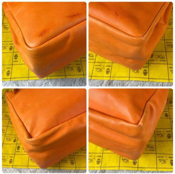 希少　フェリージ 　ブリーフバッグ ビジネス　トートバッグ　レザー　茶　オレンジ