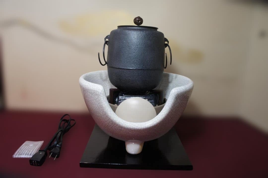 ☆ 野々田 しろ薩摩(紅鉢型) 炭型電熱器 在銘棗釜 釜