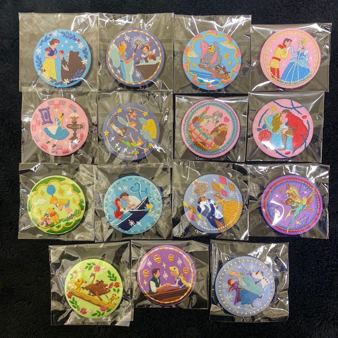 ディズニー 刺繍 缶バッジ全15種 コンプリート セット