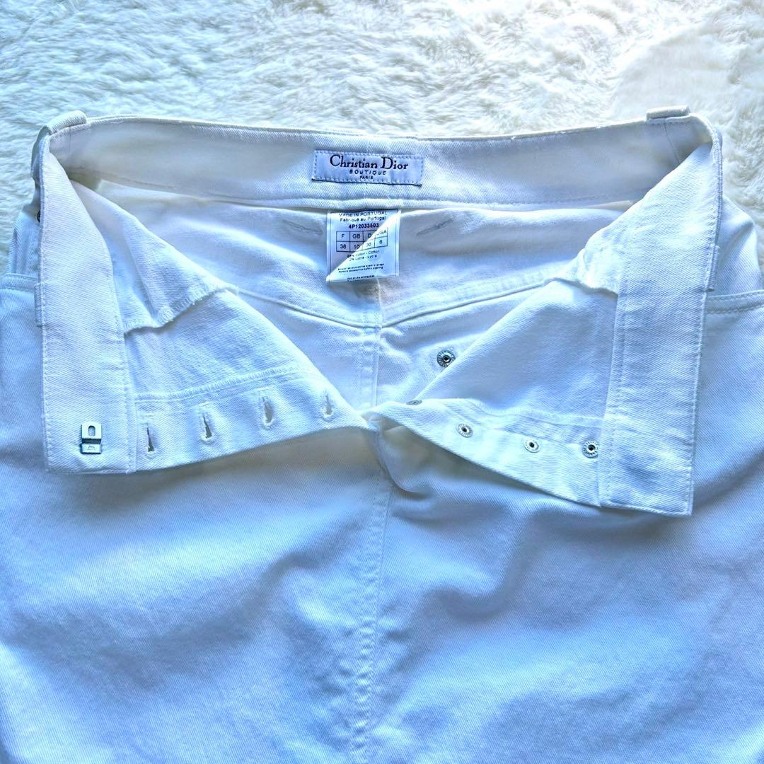 美品 ディオール タイトスカート オフホワイト デニム ビジュー y2k 38