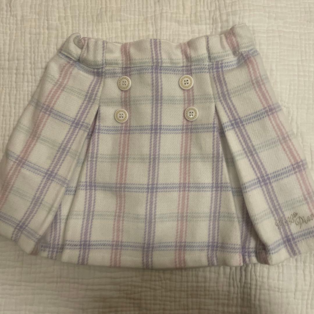 メゾピアノ 短丈セーラープルオーバー＆長袖プチハイネック スカパンセット120