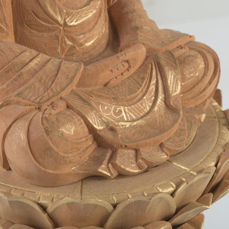 仏教美術 桧彫刻 釈迦如来座像 仏像 蓮華台 C 9251