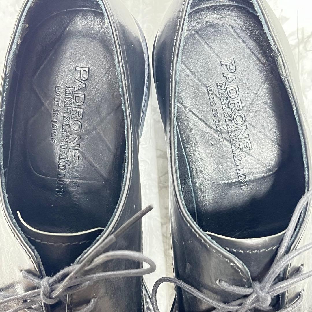 【美品】PADRONE ダービーシューズ　プレーントゥ　ブラック　本革　26.5