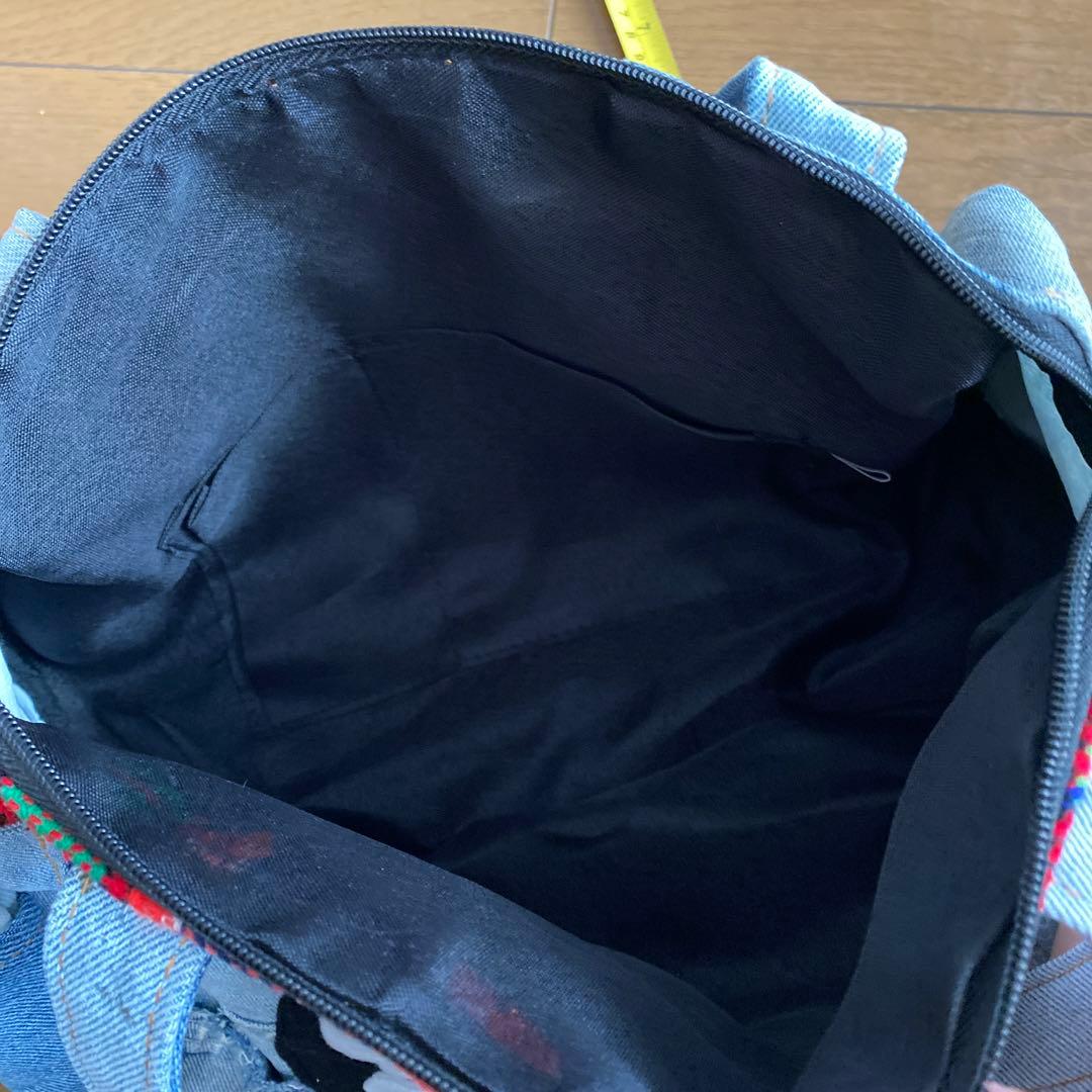 デニム　ドクロ　キラキラ　バック　レトロ