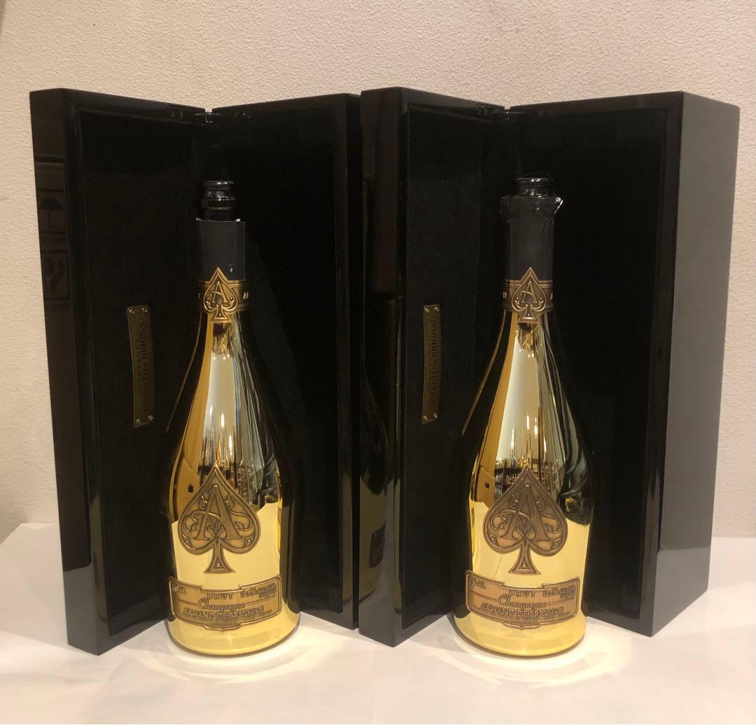 アルマンドブリニャックゴールド750ml 空瓶2本セット箱&専用カバー付き