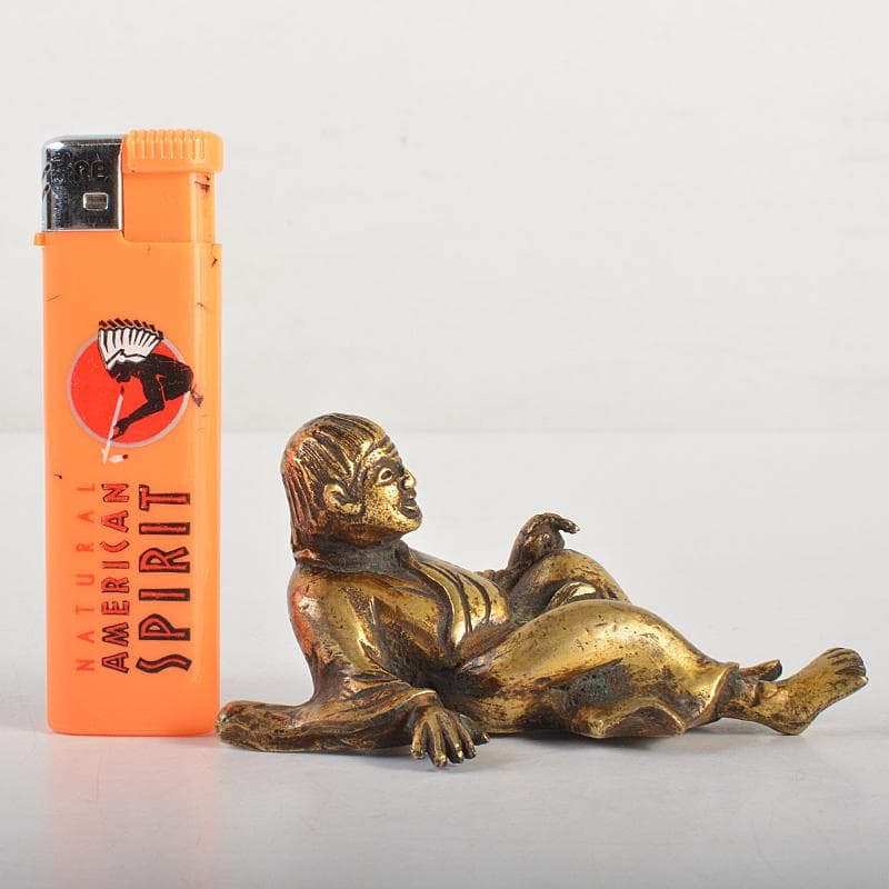 中国 古銅鍍金 人物像 達磨像 紙鎮 置物 M R7465