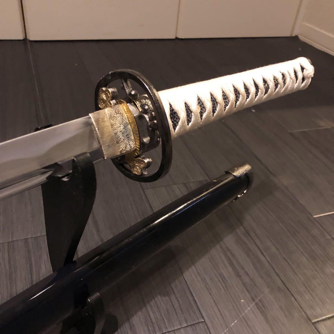 高級模造刀　樋有刀身 茶白拵え　居合刀　太刀　本格模造刀