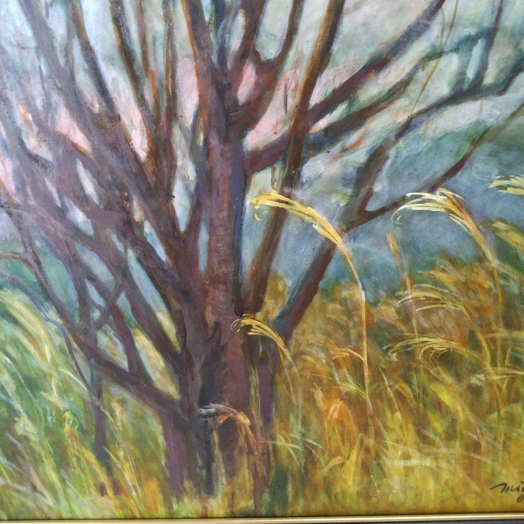 F50号は新品フレーム付き。山桜貴志川風景 。画家の作品 値下げ