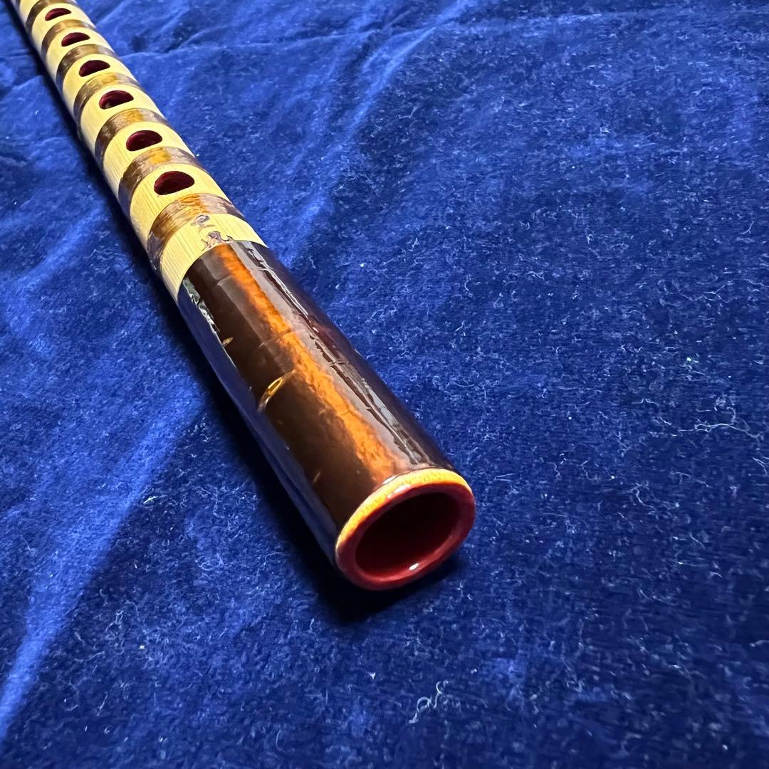 篠笛 桜皮巻 古典調 和楽器 焼印有 内本漆 篠笛 桜皮