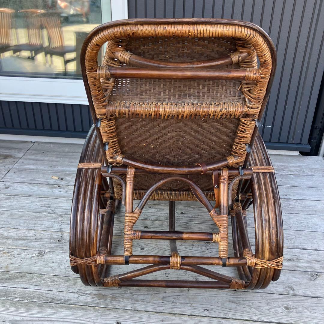 昭和レトロ ラタンリクライニングチェア 1人掛けソファー オットマン