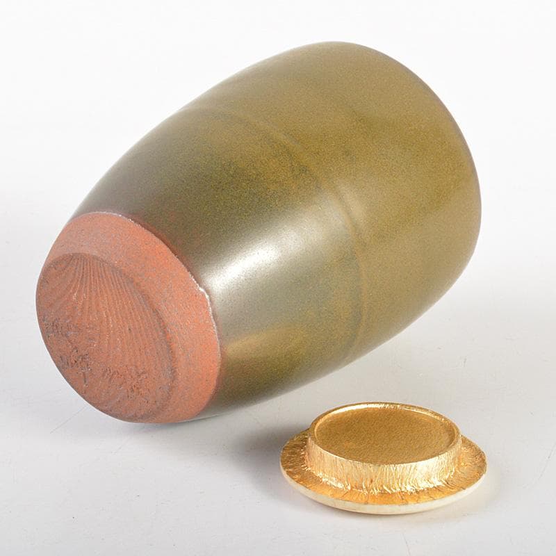 薩摩焼 苗代川焼 荒木幹二郎造 苗代川そば釉 茶入 仕覆付