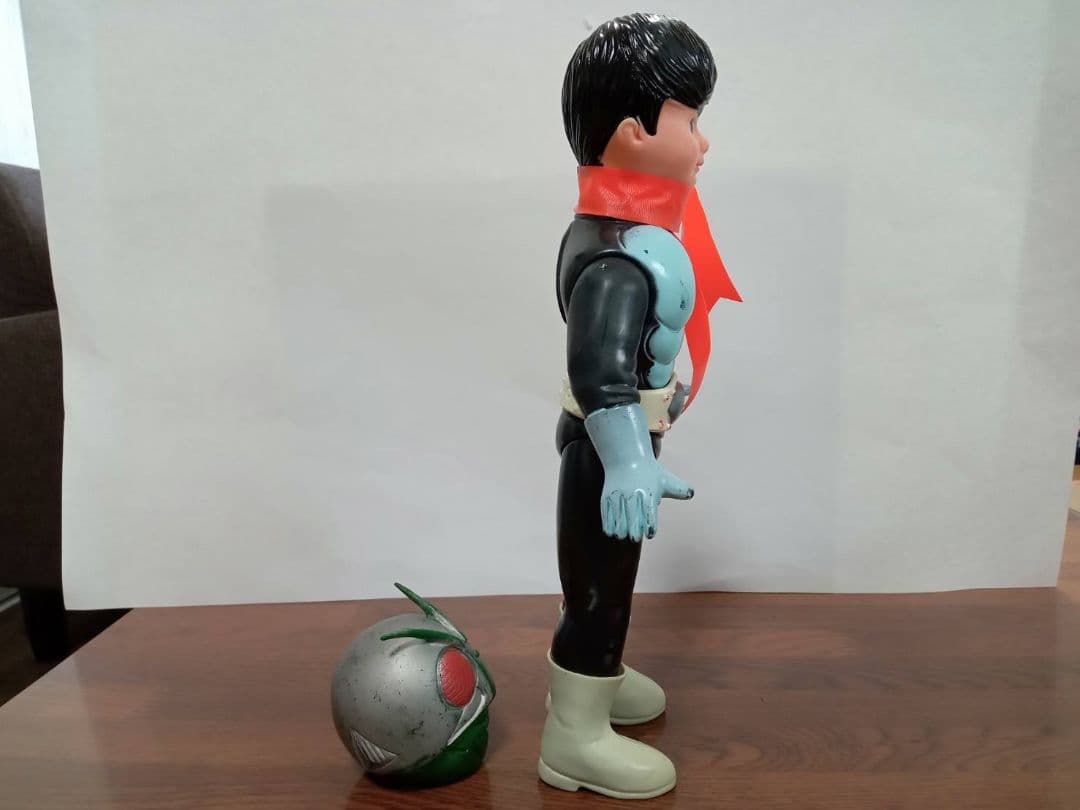 【美品完品】旧バンダイ　仮面ライダー　1号　面取れ　マスク取れ　ソフビ