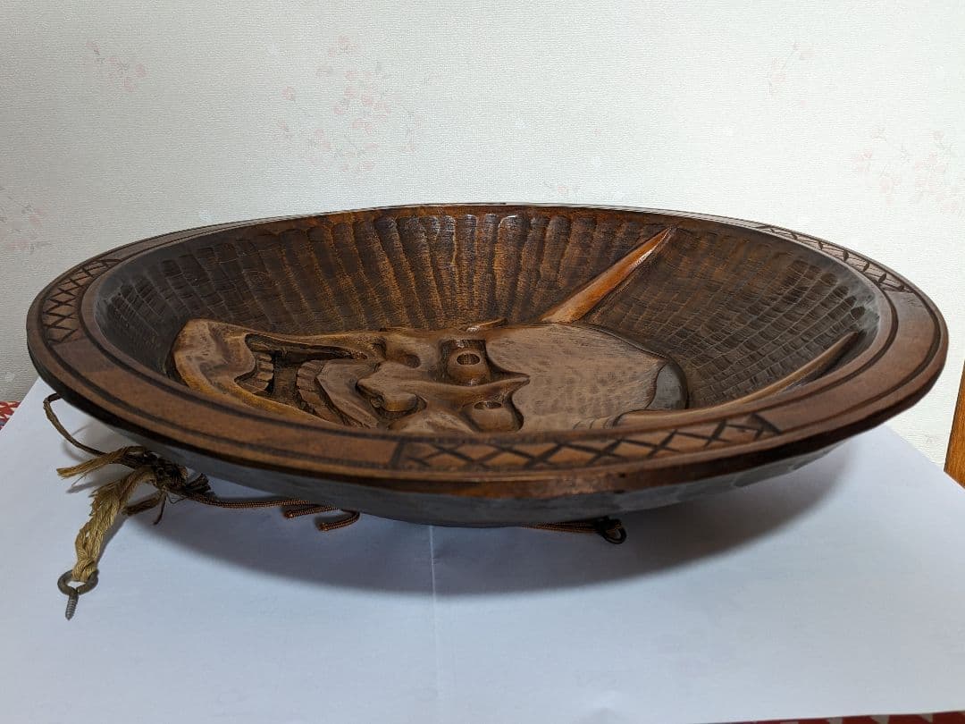 ♢木彫 般若 作家刻印入 壁掛 置物飾り 縁起物 魔除け厄除け開運 古美術