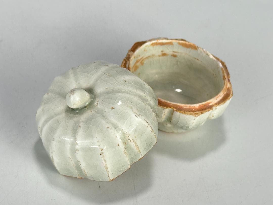 中国美術 宋時代 青白磁 影青 瓜形香合 蓋物 茶道具 時代 唐物