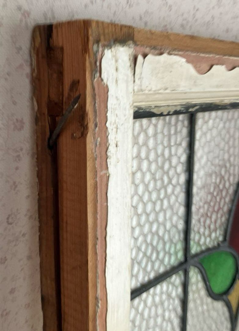 アンティークステンドグラス＊レトロビンテージ古い飾り窓ガラス