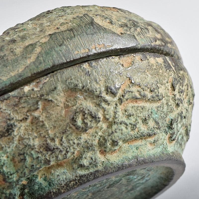 中国 明時代 青銅 龍模様 香合 時代箱付 V R9348 中国 明時代 青銅