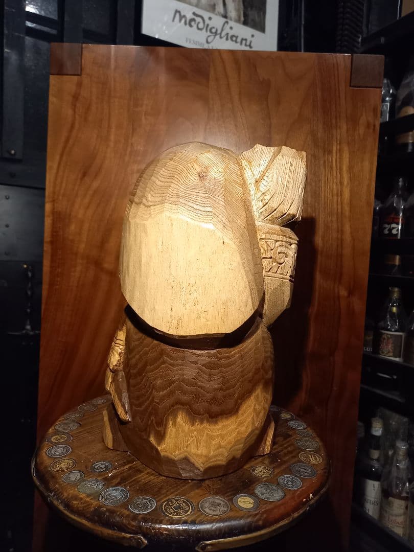 希少 千島アイヌ シマフクロウ コロボックル マキリ 槐 一刀彫