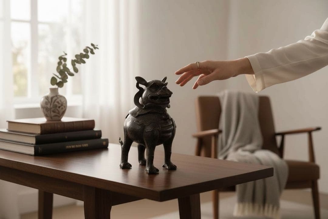 M*i様 時代 銅獅子香炉/中国古玩 香道具 銅製 骨董品 時代