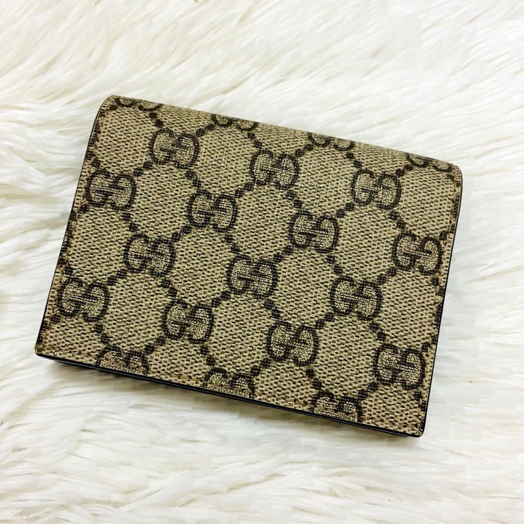 極美✨GUCCI 二つ折り 財布 マーモント GGスプリーム ブラック 現行