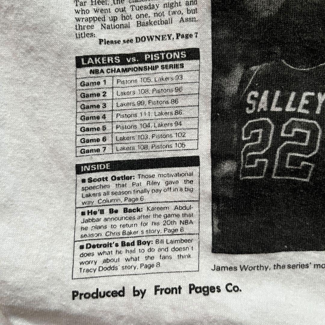 80s】USA製NBAレイカーズ ニュースペーパーTシャツ シングルステッチ