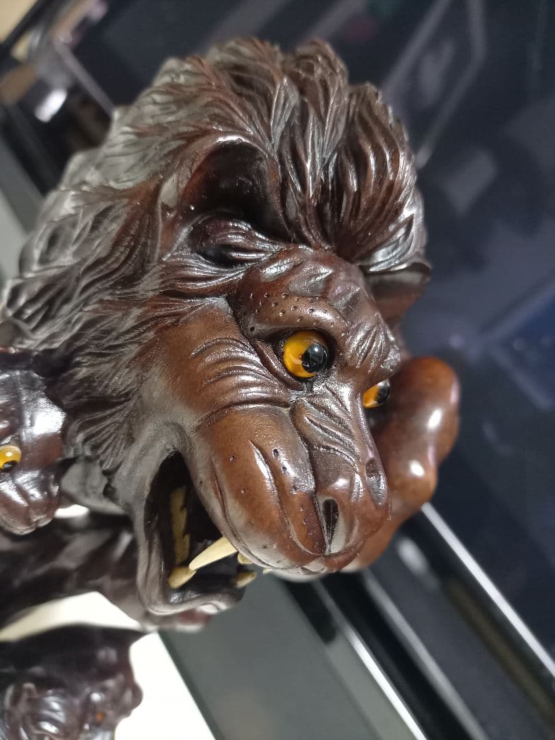 骨董 根木 唐木 無垢材 手彫り 硝子眼 唐獅子 細密 細工 唐獅子 樟材