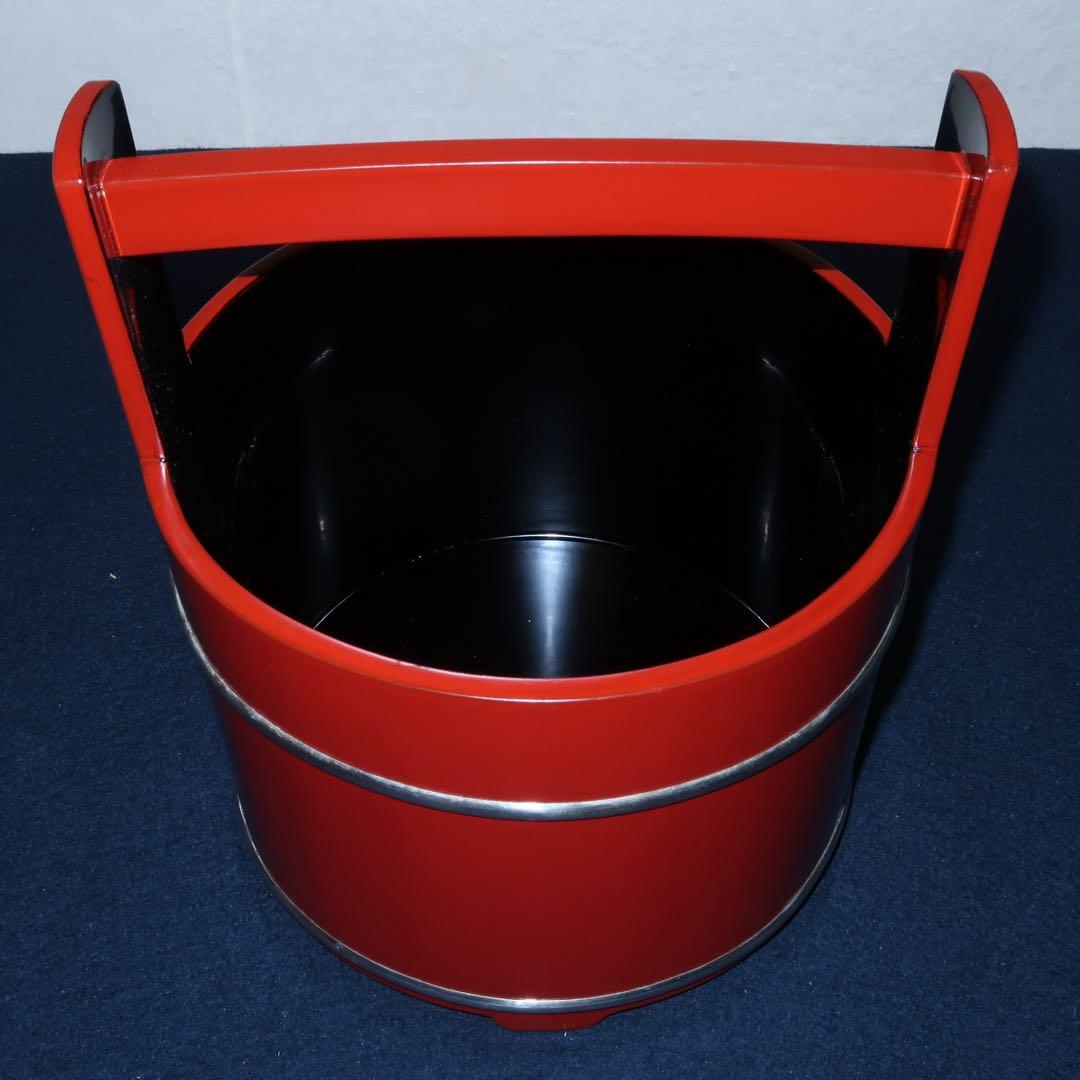 茶道具】岡本陽斎作 朱銀手桶 水指